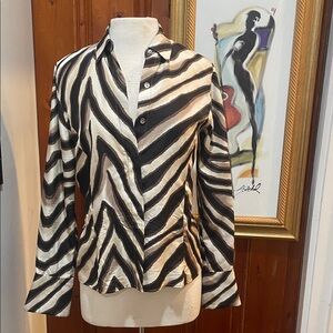 Lafayette 148 New York Zebra Print Button Down Shirt
